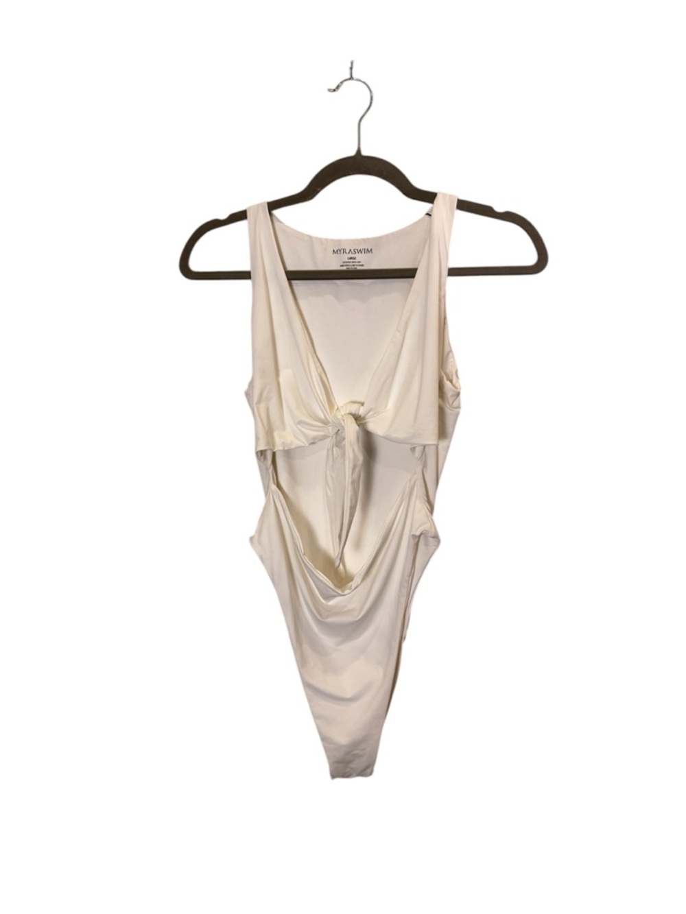 MYRASWIM Cream Resortwear One-Piece Swimsuit with Front Knot Sz L